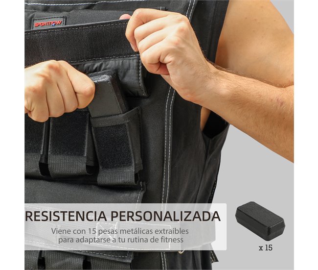 Colete de Pesos Tecido Oxford e Metal SPORTNOW Preto