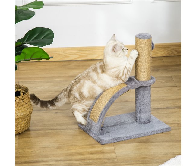 Arranhador para Gatos Aglomerado, Pelúcia e Juta PawHut Cinza