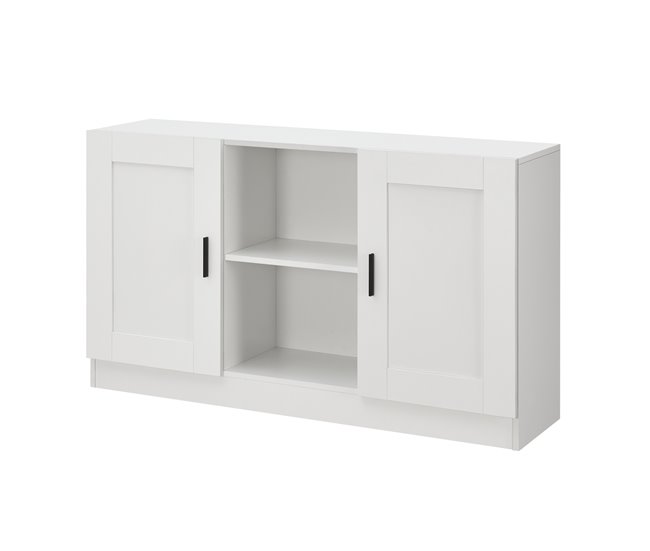 Aparador Spøttrup com 2 portas 2 puxadores 6 compartimentos 120 Branco