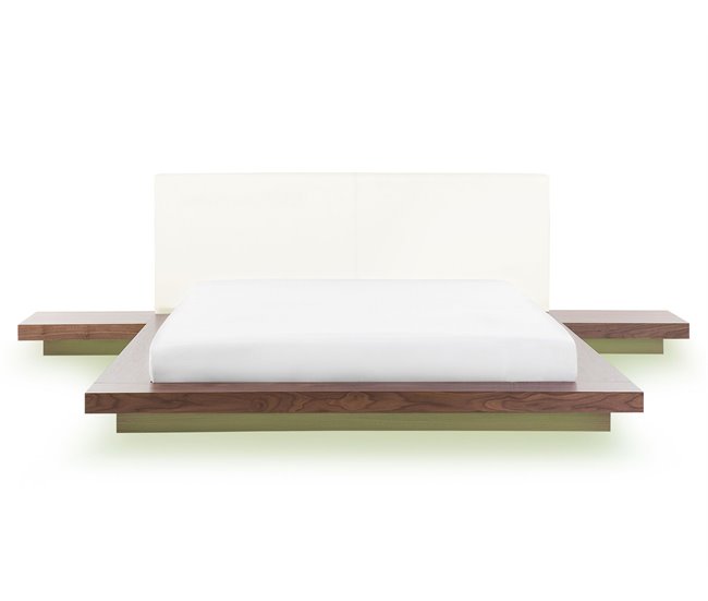 Beliani Cama com LED MDF ZEN 308x229 Castanho