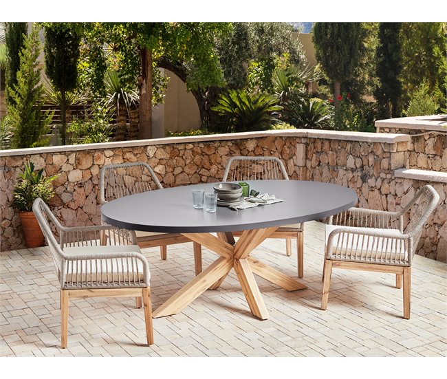 Beliani Mesa de jardim ORISTANO Cinza/ Madeira