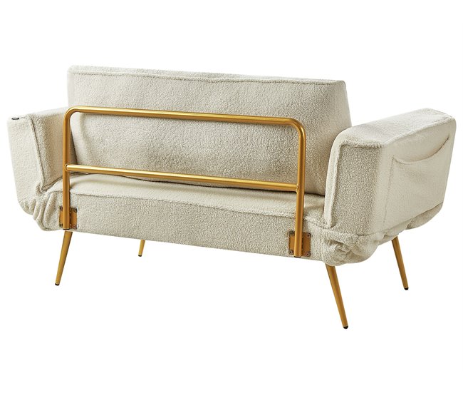 Beliani Sofá-cama Bouclé SAARELA Creme