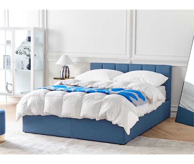 Beliani Cama com estrado Poliéster DREUX 151x214 Azul