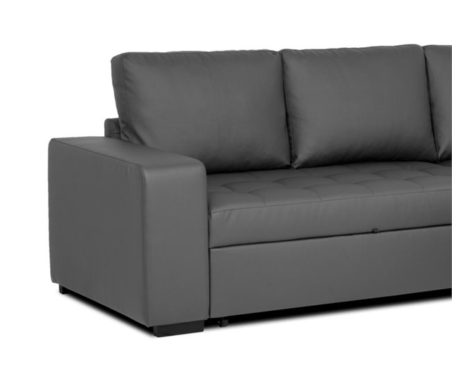 Chaise longue de pele sintética com cama HARRY Branco