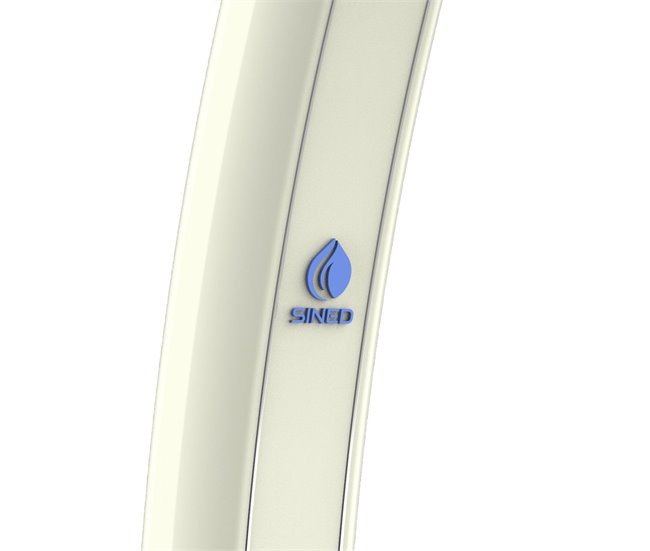 Chuveiro solar ecológico de alumínio curvo Sined Dafne com lavagem de pés de 35 litros, Branco Branco