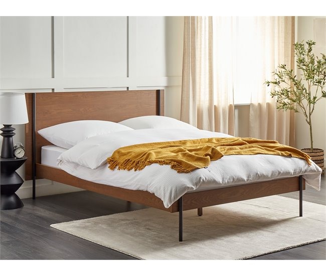 Beliani Cama MDF LIBERMONT 164x208 Castanho