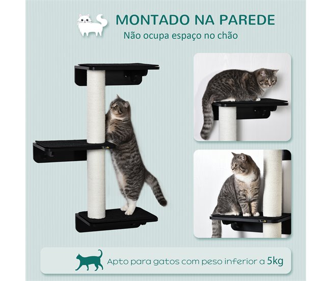 Árvore para Gatos de Parede Preto