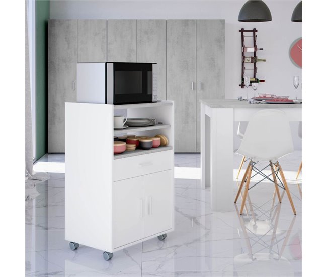 Armário para micro-ondas Básico Branco/cinza