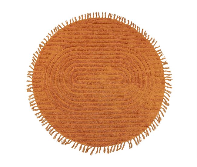 Beliani Entrelaçado HALFETI 140x140 Laranja