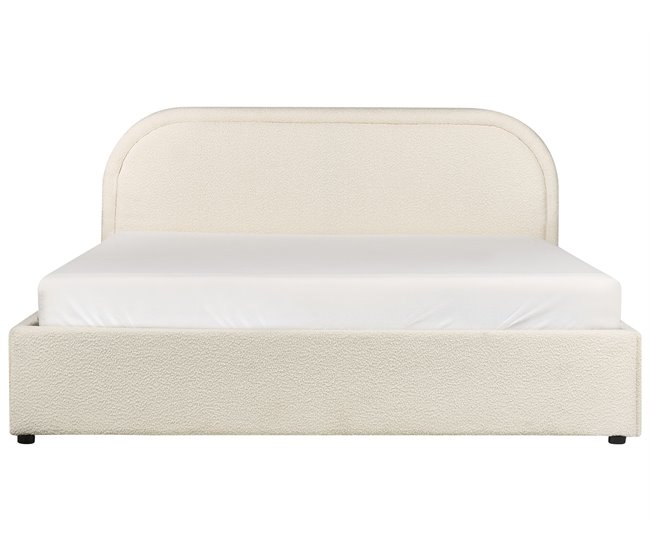 Beliani Cama com armazenamento Bouclé QUILLIEN 152x217 Bege