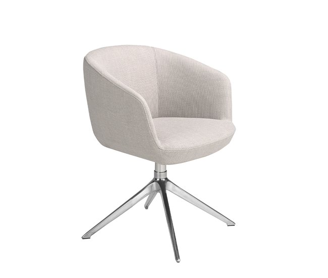 ANGEL CERDA Cadeira giratória em tecido cinzento claro AlumÍnio