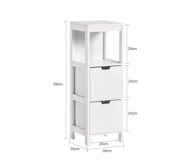 Armário de casa de banho 1 prateleira e 2 gavetas FRG127-W SoBuy Branco