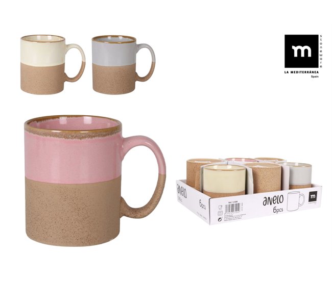 Mugs sortidos ANELO 380cc marca LA MEDITERRÁNEA Castanho