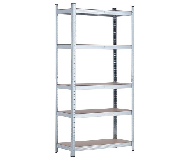 Estante Modular com 5 Prateleiras Ajustáveis ​​O91 90 Prata