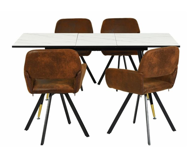 Conjunto de mesa e 4 cadeirões vintage Branco