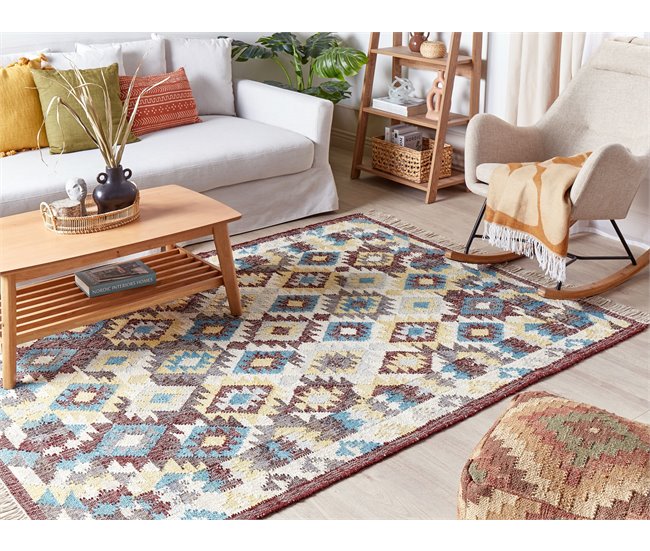 Beliani Entrelaçado FENER 140x200 Multicor