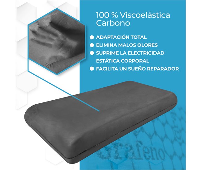 Almofada Viscoelástica Carbon Plus 70x40 Branco/cinza