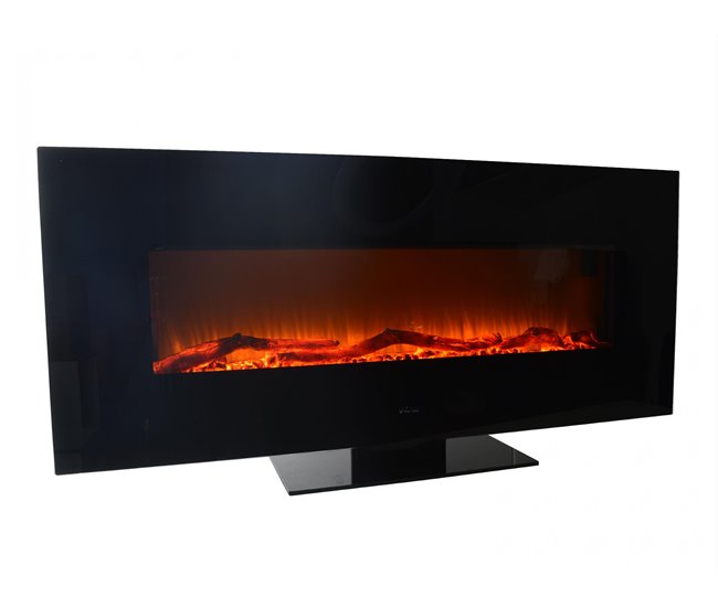 Lareira eléctrica panorâmica em vidro temperado Preto
