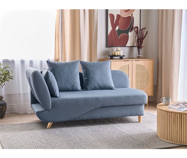 Beliani Chaise longue Linho MERI Azul