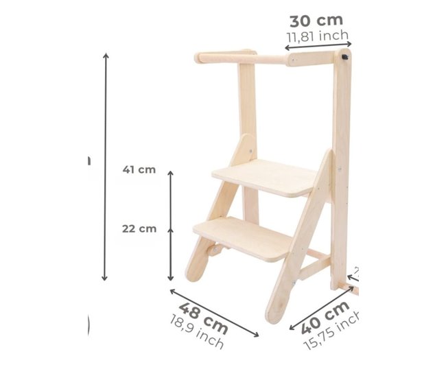 Torre de Observação Dobrável Montessori Safety Plus Madeira