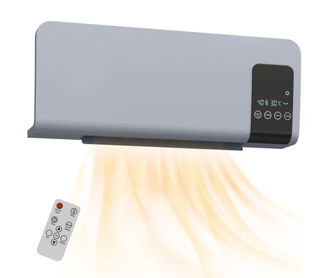 Aquecedor Elétrico de Parede ABS HOMCOM Cinza