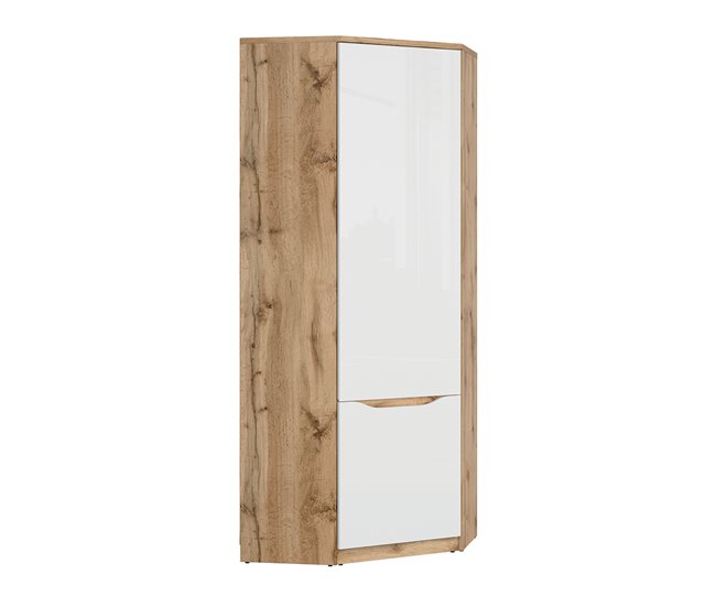 Armário de canto de 1 porta June Natural/ Branco