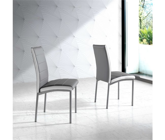 Pacote de 2 cadeiras de jantar Meli em estilo contemporâneo Cinza