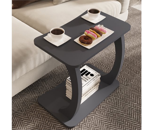 Mesa de apoio em forma de C Stattela [en.casa] 59x35 Branco