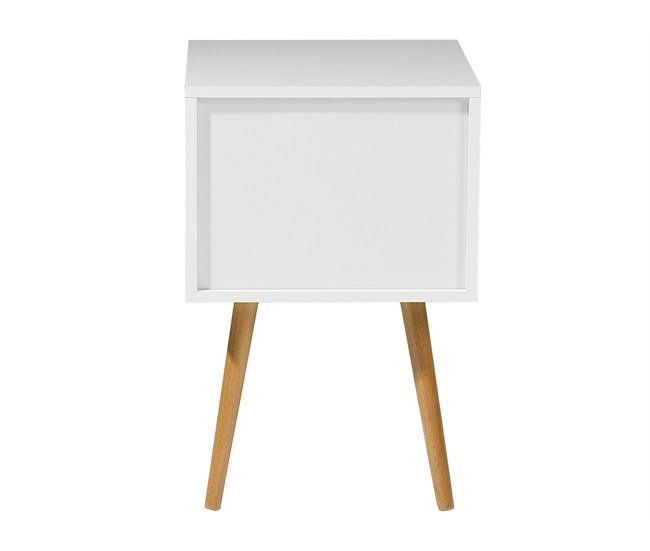 Beliani Mesinha de cabeceira ALABAMA 40x40 Branco/ Bege