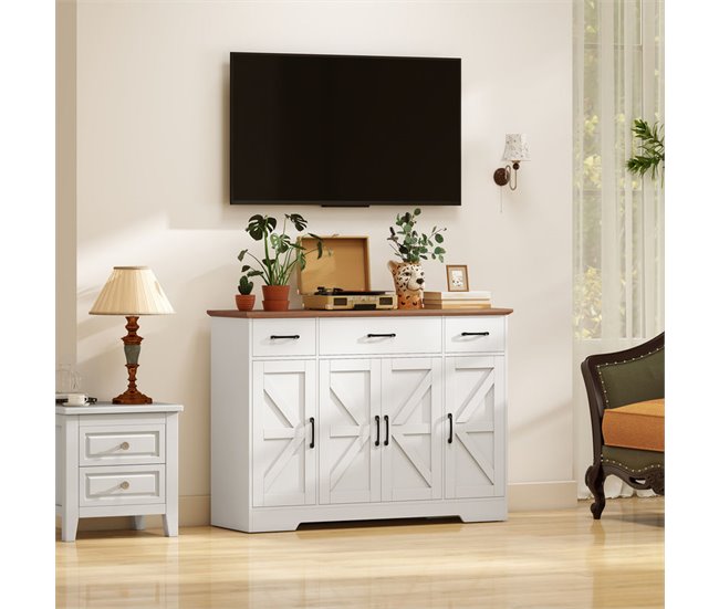 Aparador Melamina de Madeira, MDF HOMCOM Branco