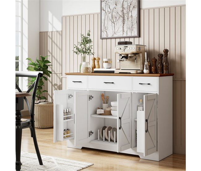 Aparador Melamina de Madeira, MDF HOMCOM Branco