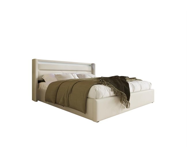 Cama de casal de pu com armazenamento 146x202