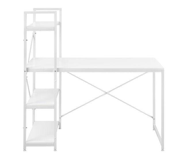 Secretária Stavanger com 4 prateleiras Metal/Aglomerado 120x64 Branco