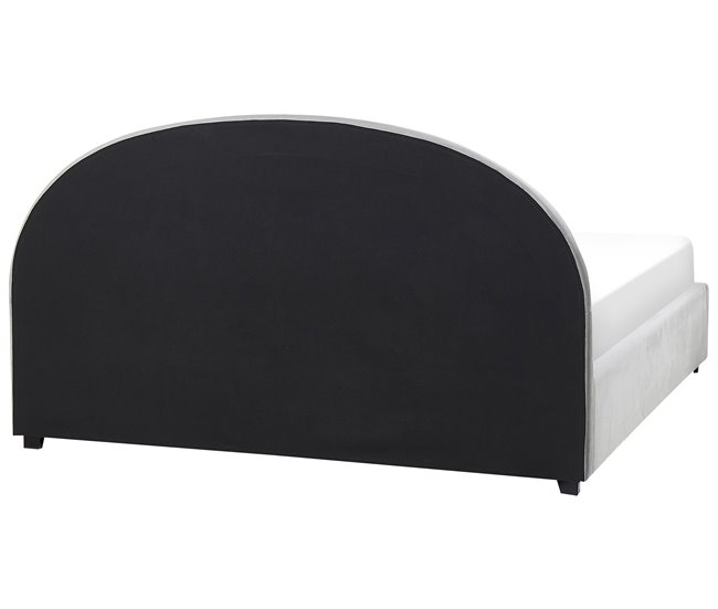 Beliani Cama com armazenamento Veludo VAUCLUSE 194x214 Cinza Claro