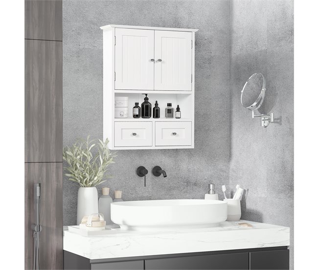 Armário de Parede MDF kleankin, casa - casa de banho 50 Branco