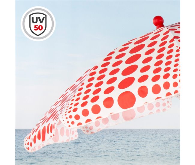 Aktive Guarda-sol de praia 8 varetas inclinável Vermelho