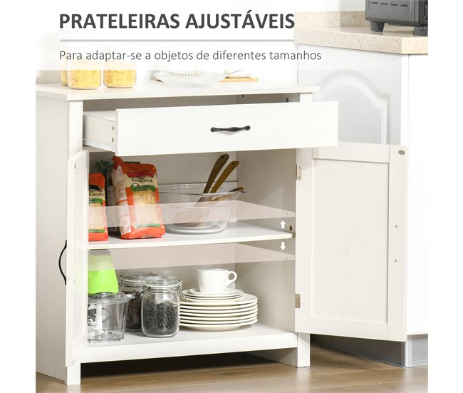 Aparador MDF, Melamina de Madeira HOMCOM Branco