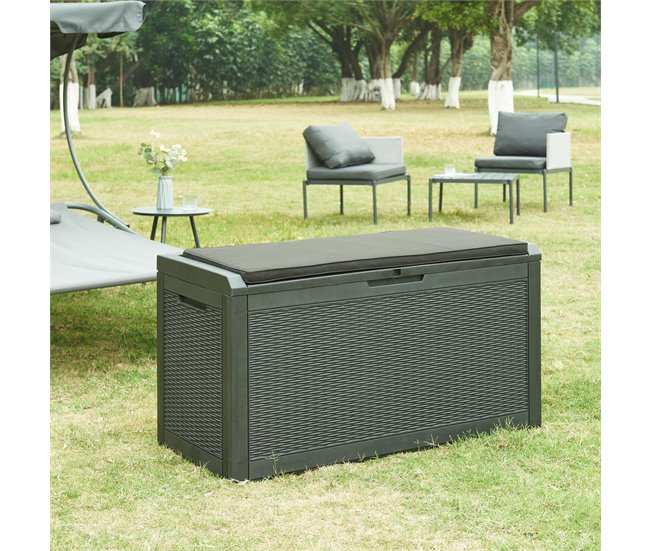 Arca de exterior Atella 380 L com almofada Preto