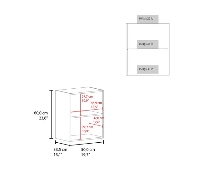 Armário Manchester em melamina com 2 prateleiras e 1 porta 50 Branco