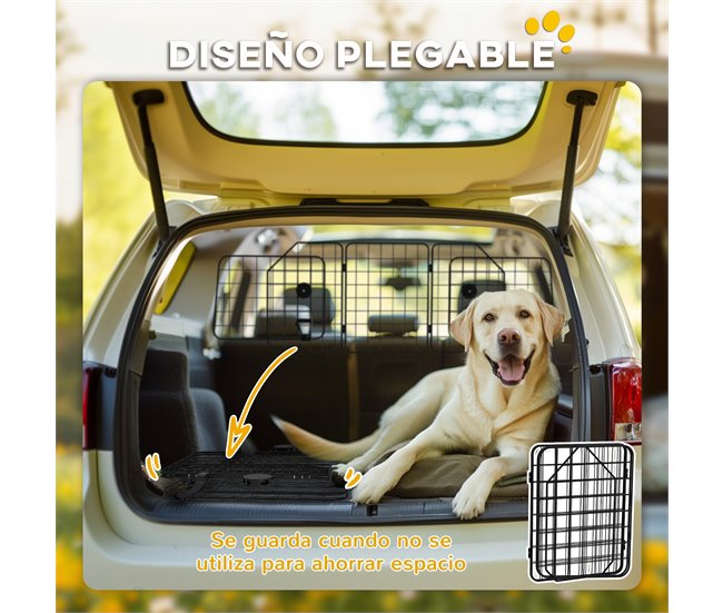 Separador de carro para cães aço PawHut Preto