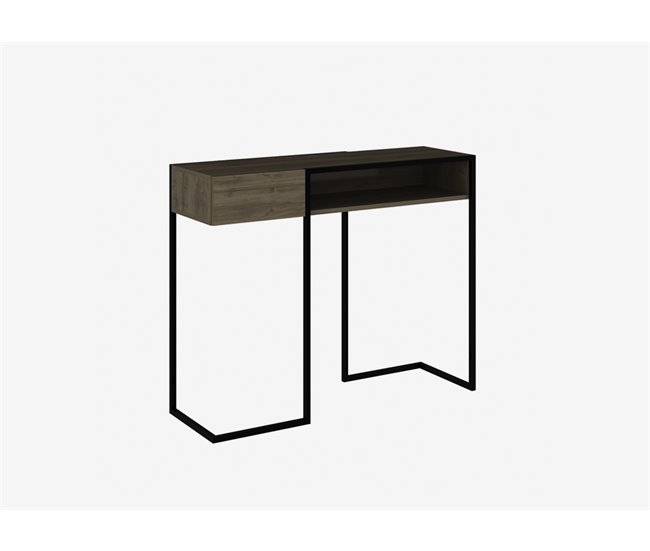 Consola ZUG cor nogueira com pés de metal petro Preto/ Madeira