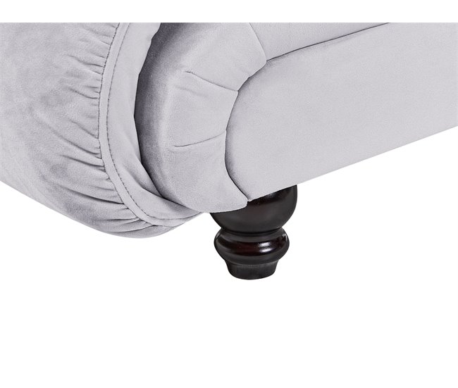 Beliani Chaise longue à direita Veludo LORMONT Cinza Claro