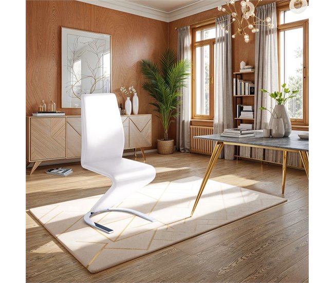Pack 2 cadeiras de jantar Rin simile leather Branco