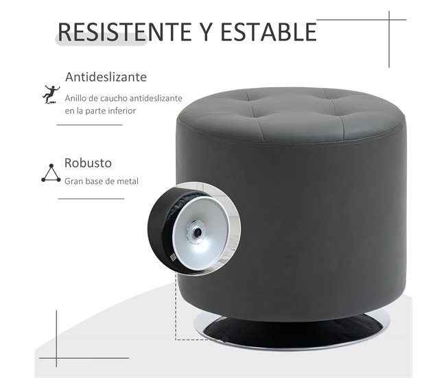 Apoio para os pés Otomano Giratório PU, Espuma, Metal Galvanizado Branco