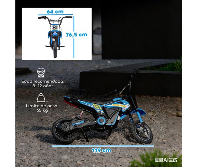 Moto Elétrica para Crianças PP, Metal AIYAPLAY Azul