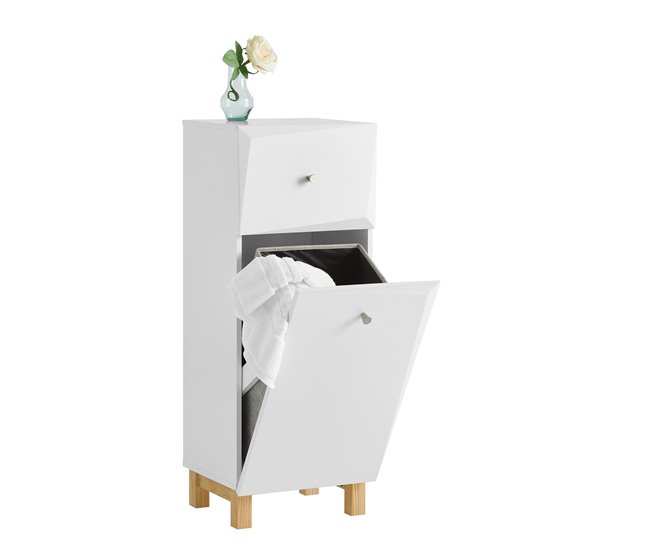 Armário para roupa suja com 1 cesto e 1 gaveta BZR93-W SoBuy Branco