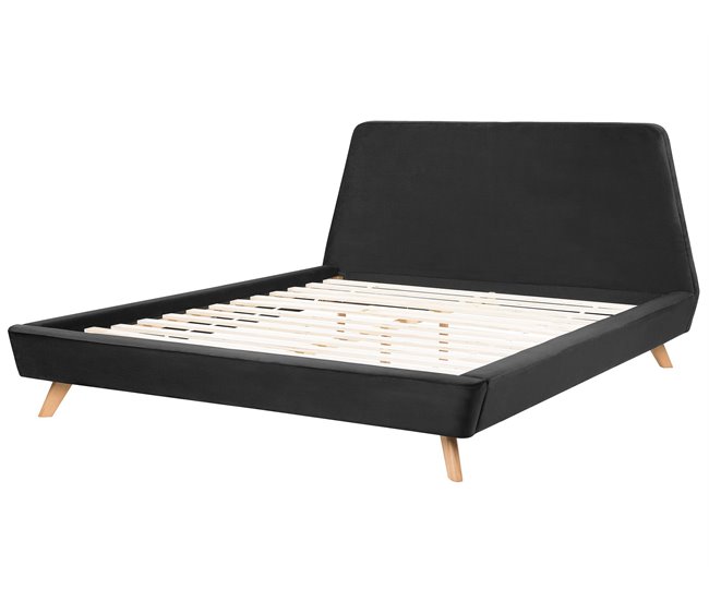 Beliani Cama com estrado Poliéster VIENNE 200x220 Cinza Escuro
