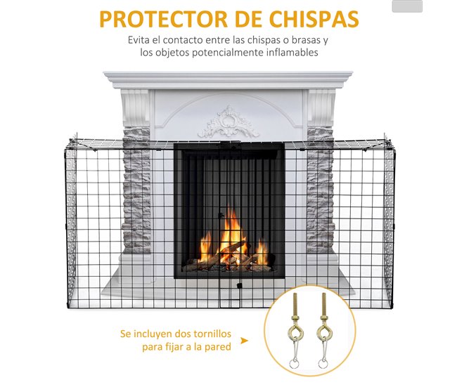 Protetor de Lareira Metal HOMCOM Preto