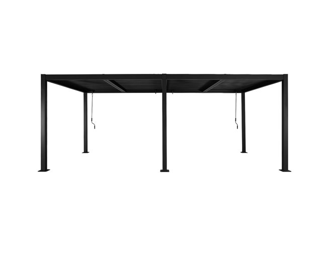 Pérgola bioclimática, alumínio e aço, lâminas orientáveis 574x272 Cinza