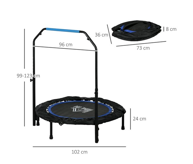 Trampolim Fitness Aço, PP e Tecido Oxford HOMCOM Azul